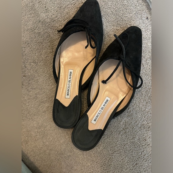 MANOLO BLAHNIK ballerimu mules - black size 39.5 - Picture 2 of 11